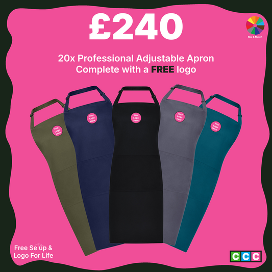 Custom Logo Apron Bundle (20 Pack) - Brand Lab BR501