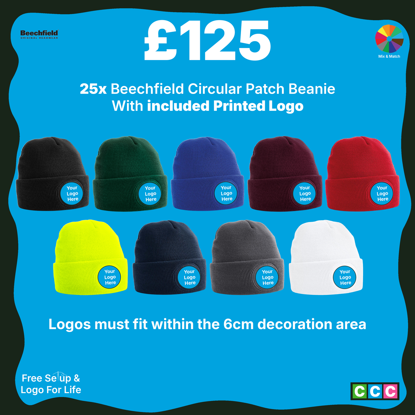 The Beechfield Patch Beanie Bundle 25x