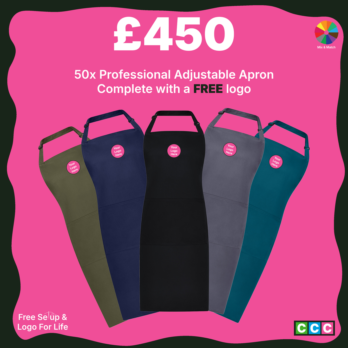 Custom Logo Apron Bundle (50 Pack) - Brand Lab BR501