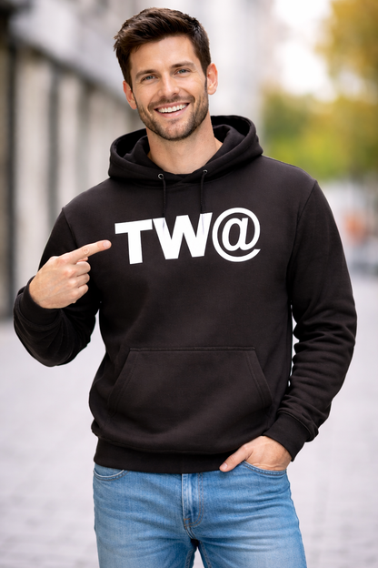 TW@ Graphic Hoodie – Unisex Black Streetwear Pullover