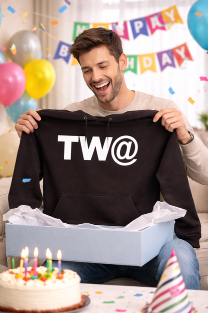 TW@ Graphic Hoodie – Unisex Black Streetwear Pullover