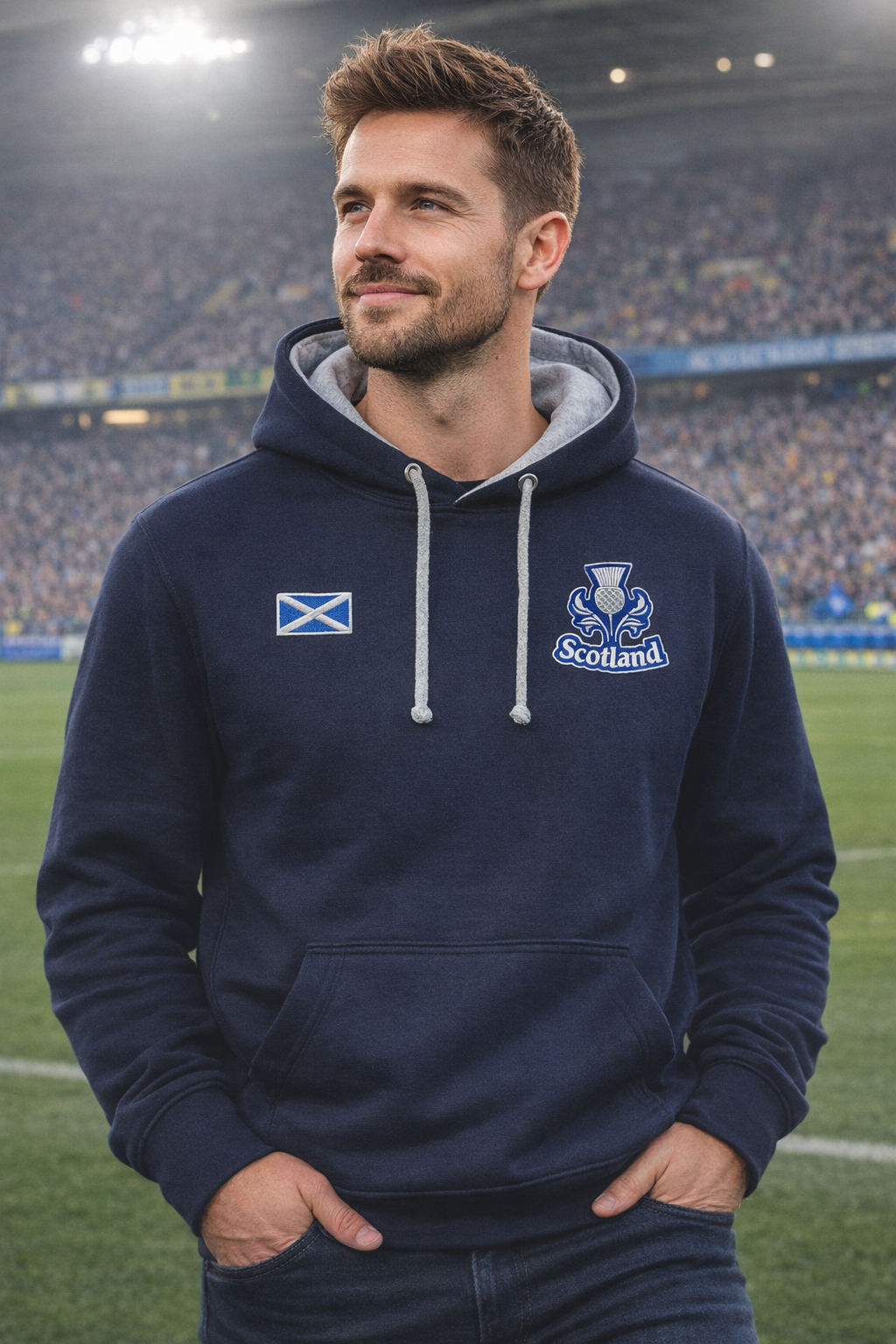 Scotland Hoodie – Women’s Unisex Navy Blue Scottish Thistle Fleece Jumper