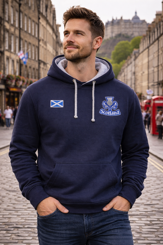 Scotland Hoodie – Men’s Unisex Navy Blue Scottish Thistle Pullover