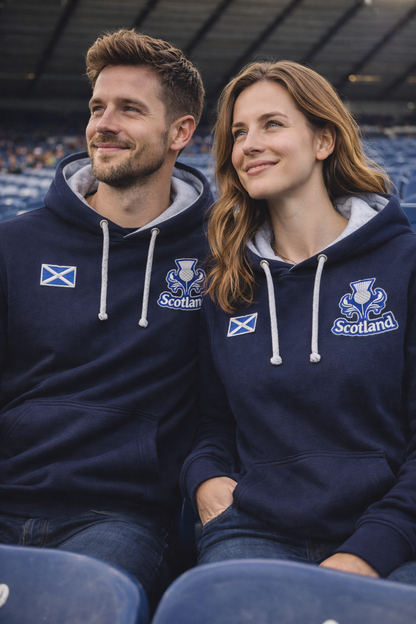 Scotland Hoodie – Women’s Unisex Navy Blue Scottish Thistle Fleece Jumper