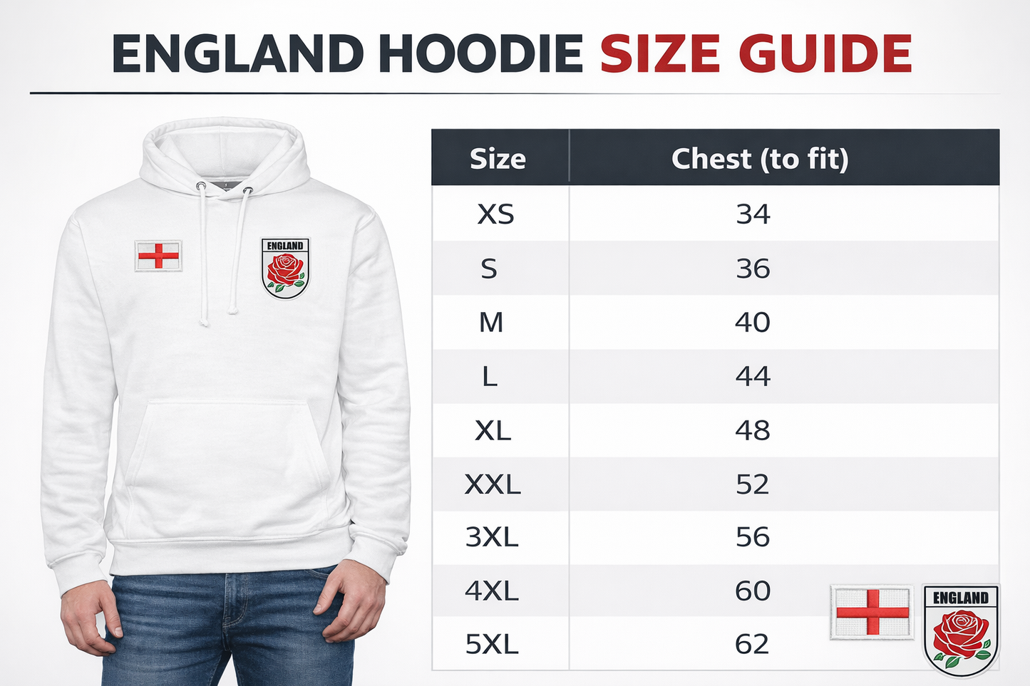 Women’s England Hoodie – Unisex Fit | St George’s Cross & England Rose
